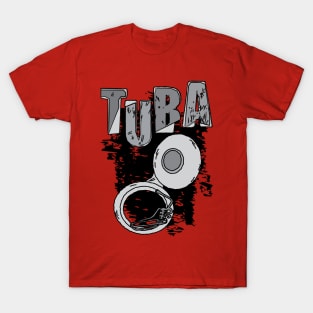 Sketchy Tuba and Text Musical Instrument T-Shirt